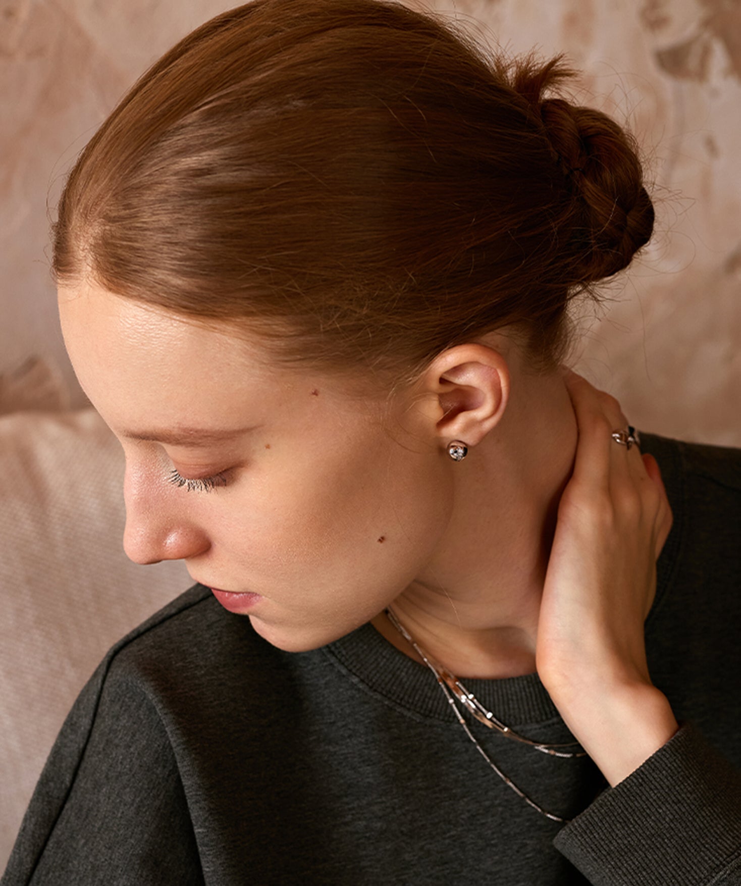 Silver Molten Stud Earrings with Pavé Detail – Rhodium Plated Recycled Silver | MaiaMina