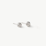 Silver Molten Stud Earrings with Pavé Detail – Rhodium Plated Recycled Silver | MaiaMina