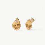 Molten Eroded Stud Earrings – Sculptural Gold Studs with Pavé Detailing | MaiaMina