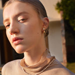 Gold Pearl Dual Stud Earrings – Modern Elegant 18K Gold Vermeil | MaiaMina