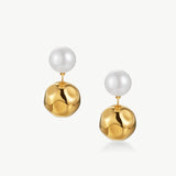 Gold Pearl Dual Stud Earrings – Modern Elegant 18K Gold Vermeil | MaiaMina