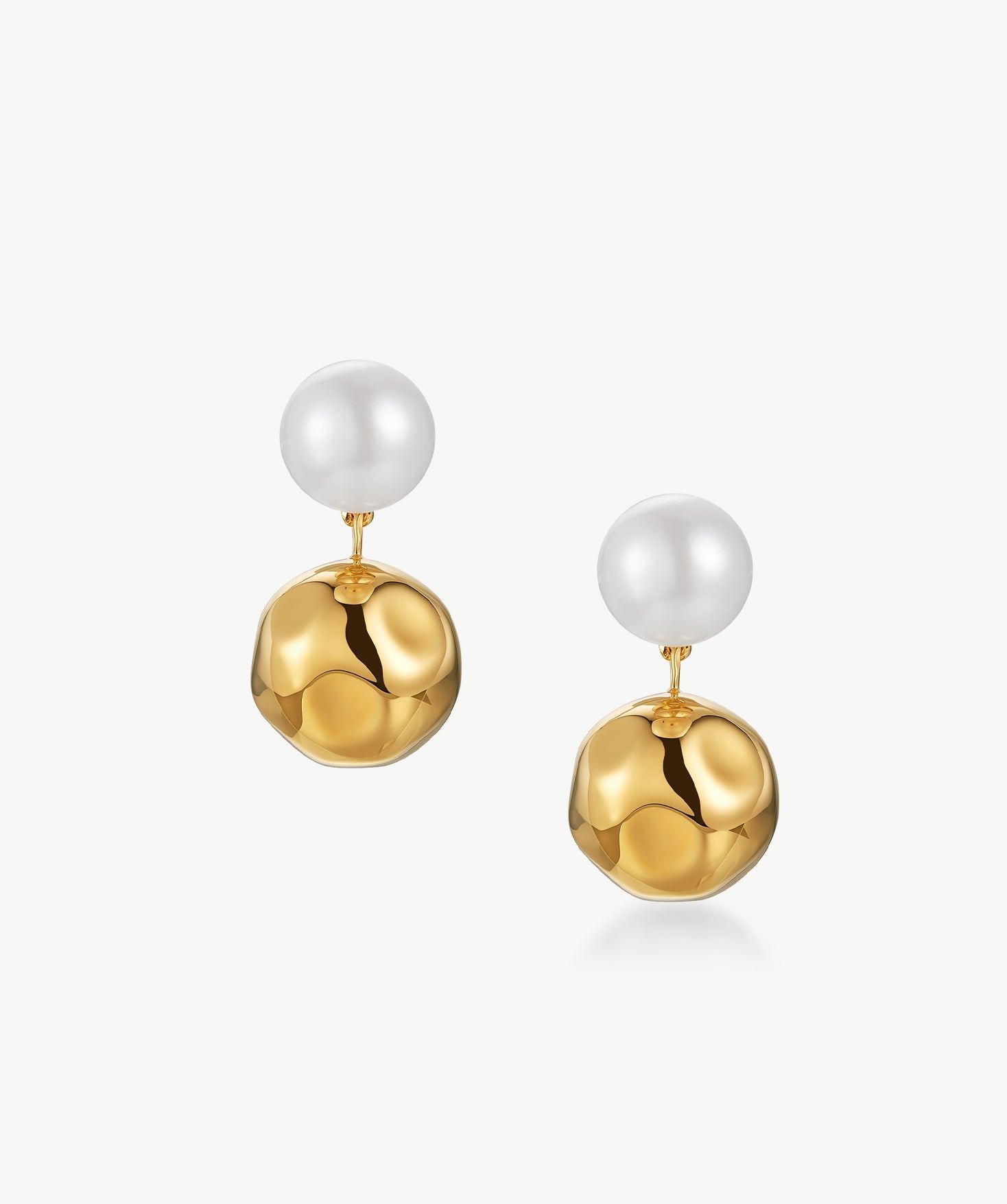 Gold Pearl Dual Stud Earrings – Modern Elegant 18K Gold Vermeil | MaiaMina