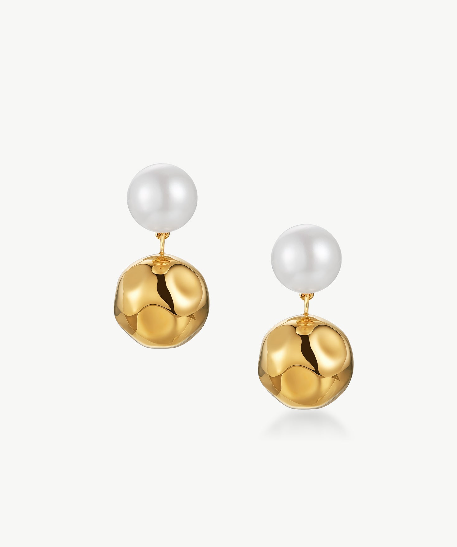 Gold Pearl Dual Stud Earrings – Modern Elegant 18K Gold Vermeil | MaiaMina