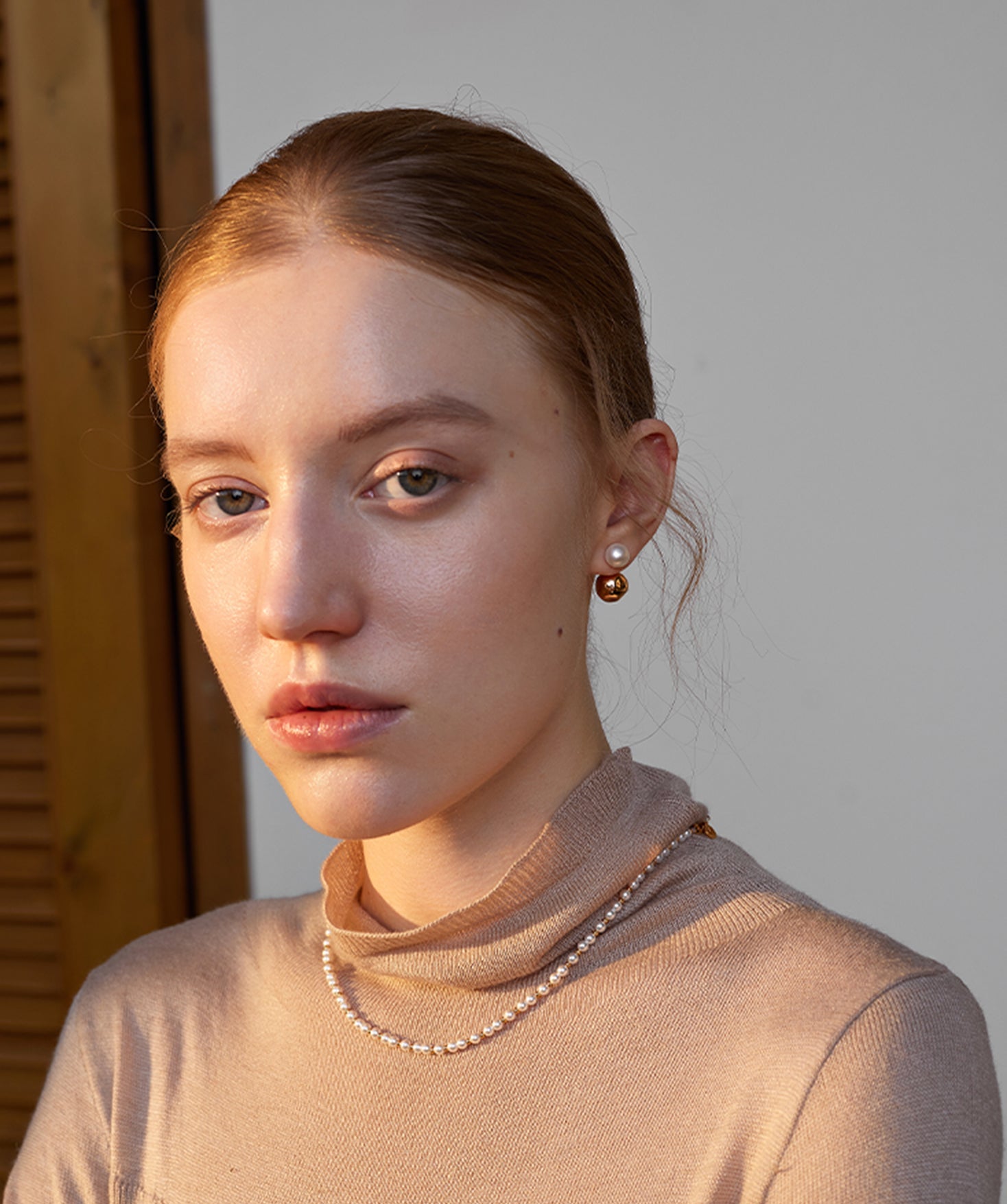 Gold Pearl Dual Stud Earrings – Modern Elegant 18K Gold Vermeil | MaiaMina