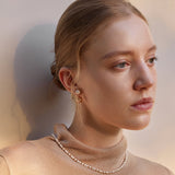 Gold Pearl Dual Stud Earrings – Modern Elegant 18K Gold Vermeil | MaiaMina