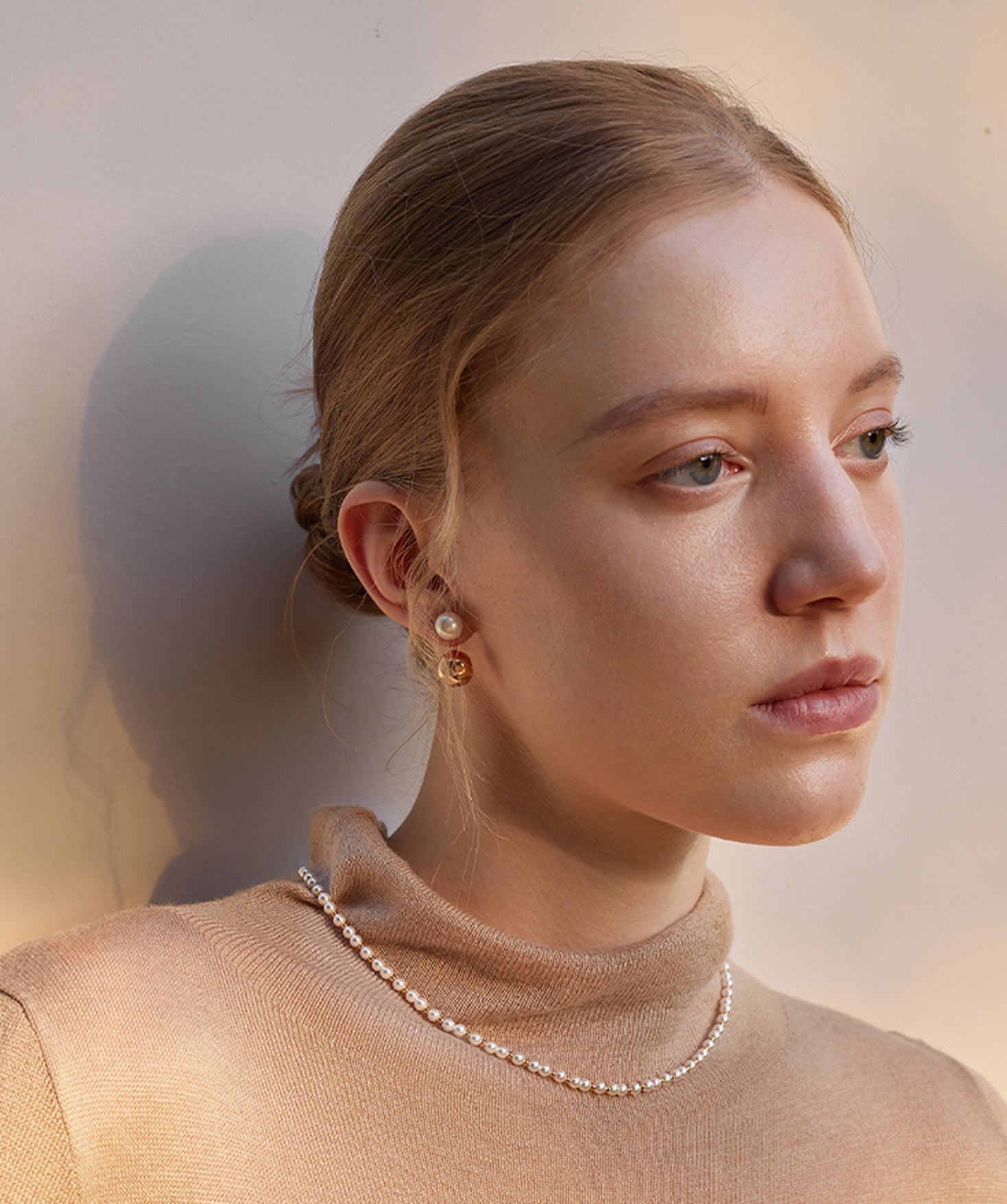 Gold Pearl Dual Stud Earrings – Modern Elegant 18K Gold Vermeil | MaiaMina