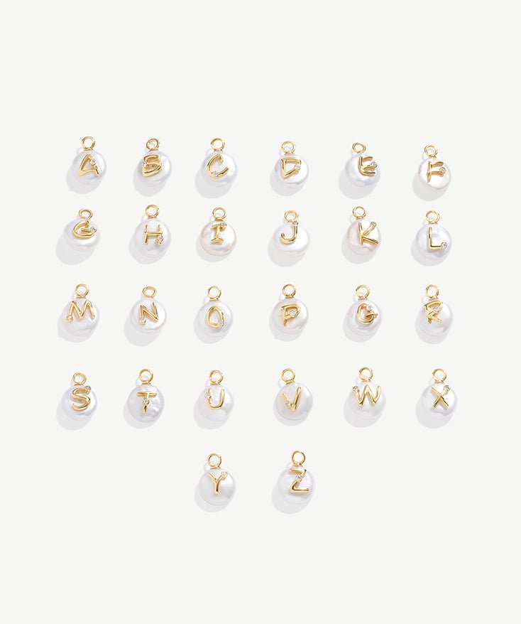 Personalized Alphabet Charms, 18K Gold Plated Baroque Pearl A-Z Letter Pendant for Women | MaiaMina 