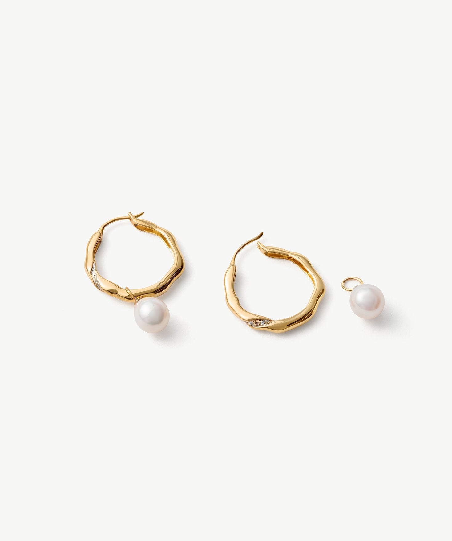 Molten Pearl Pave Hoop Earrings – Detachable Freshwater Pearl Hoops | MaiaMina