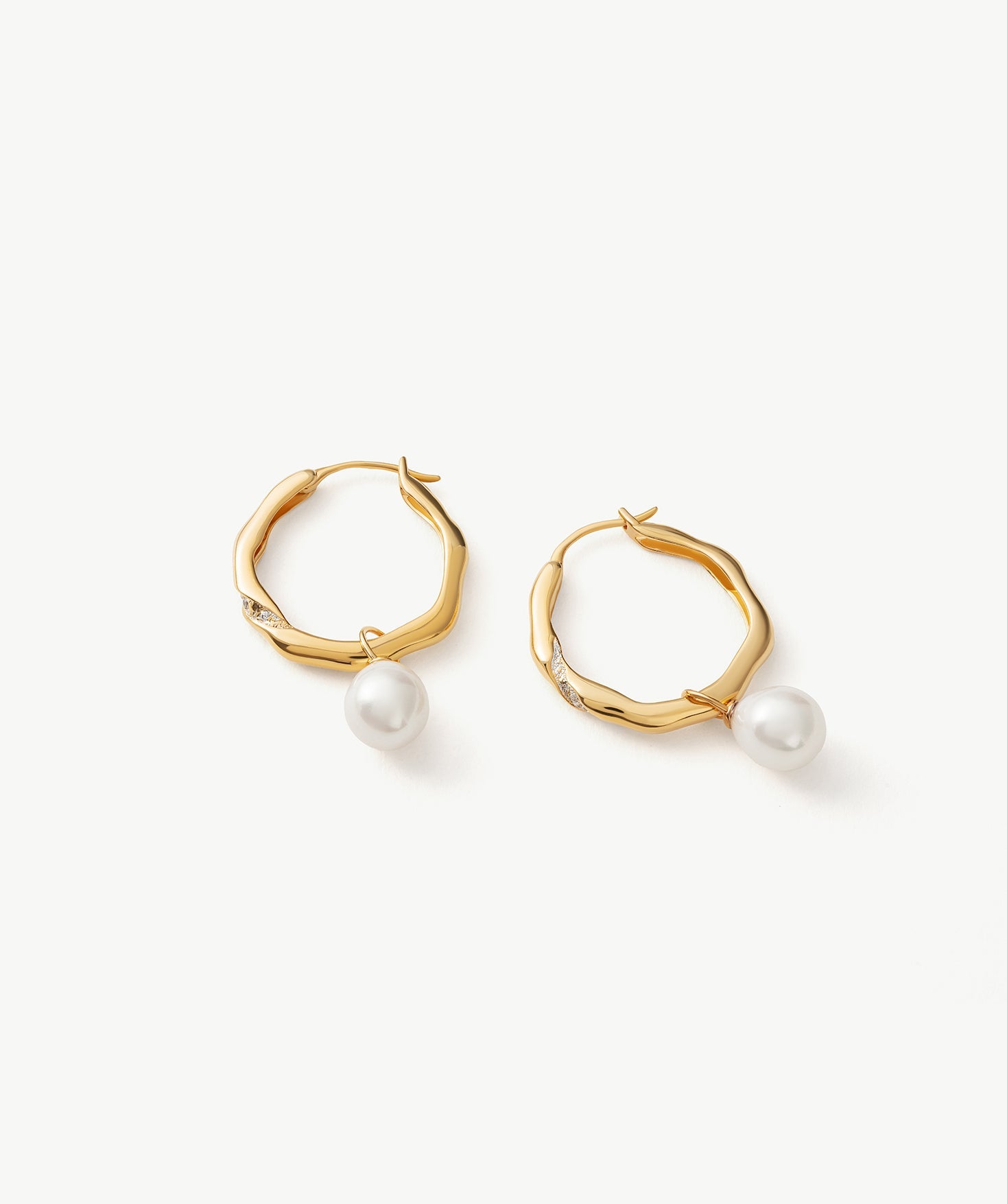 Molten Pearl Pave Hoop Earrings – Detachable Freshwater Pearl Hoops | MaiaMina