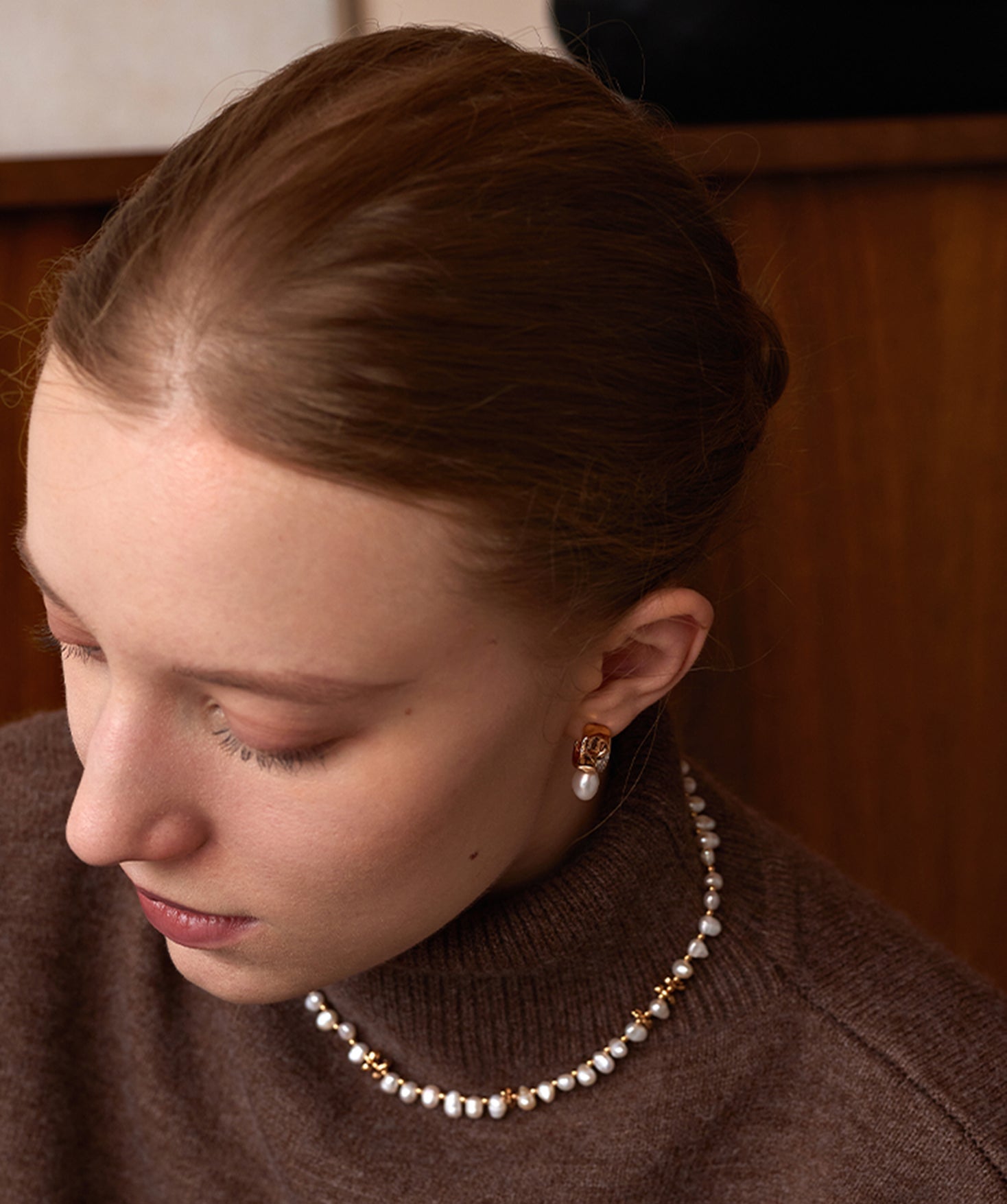 Gold Pearl Pave Mini Hoop Earrings – Sculptural 18K Gold Vermeil Jewelry | MaiaMina