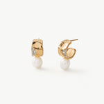 Gold Pearl Pave Mini Hoop Earrings – Sculptural 18K Gold Vermeil Jewelry | MaiaMina