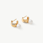 Gold Pearl Pave Mini Hoop Earrings – Sculptural 18K Gold Vermeil Jewelry | MaiaMina