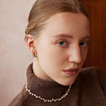 Gold Pearl Pave Mini Hoop Earrings – Sculptural 18K Gold Vermeil Jewelry | MaiaMina