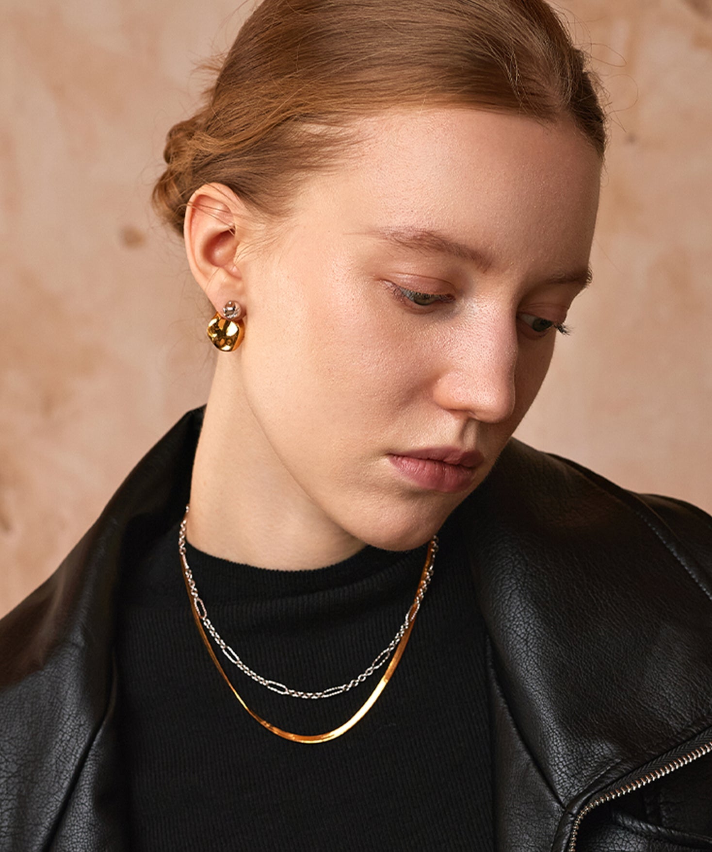 Molten Two-Tone Stud Earrings – Gold and Silver Sculptural Studs | MaiaMina