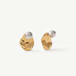 Molten Two-Tone Stud Earrings – Gold and Silver Sculptural Studs | MaiaMina