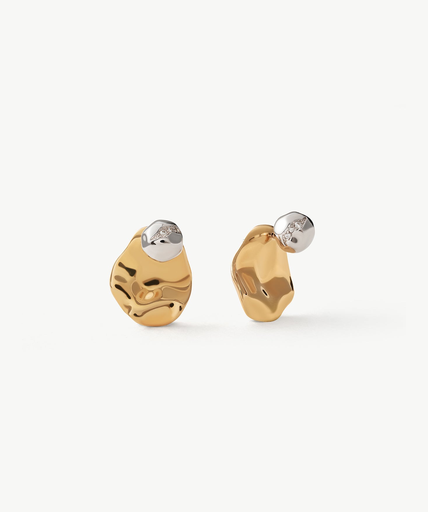 Molten Two-Tone Stud Earrings – Gold and Silver Sculptural Studs | MaiaMina