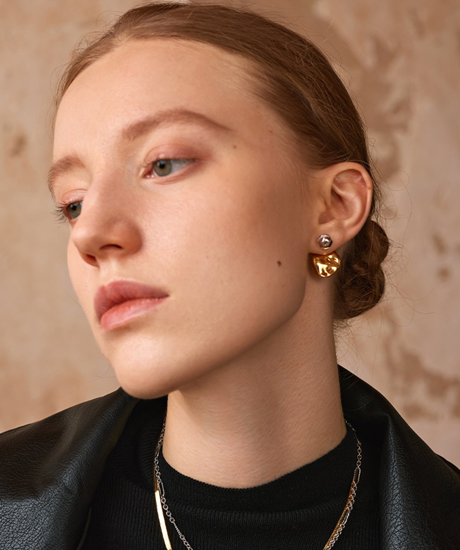 Molten Two-Tone Stud Earrings – Gold and Silver Sculptural Studs | MaiaMina