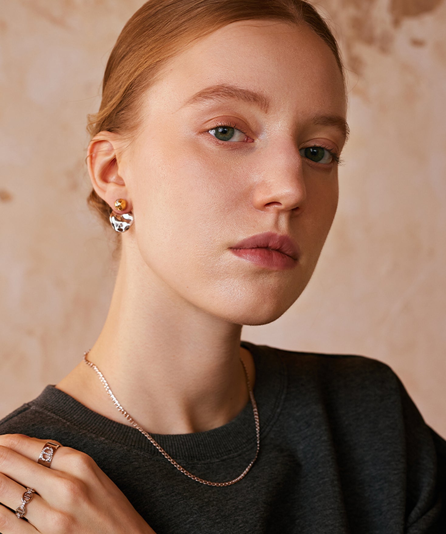 Molten Two-Tone Stud Earrings – Gold and Silver Sculptural Studs | MaiaMina