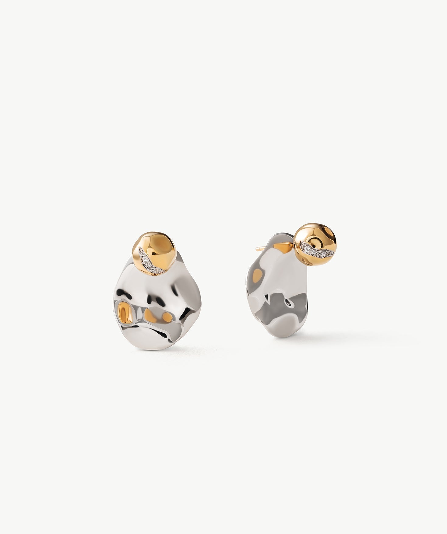 Molten Two-Tone Stud Earrings – Gold and Silver Sculptural Studs | MaiaMina