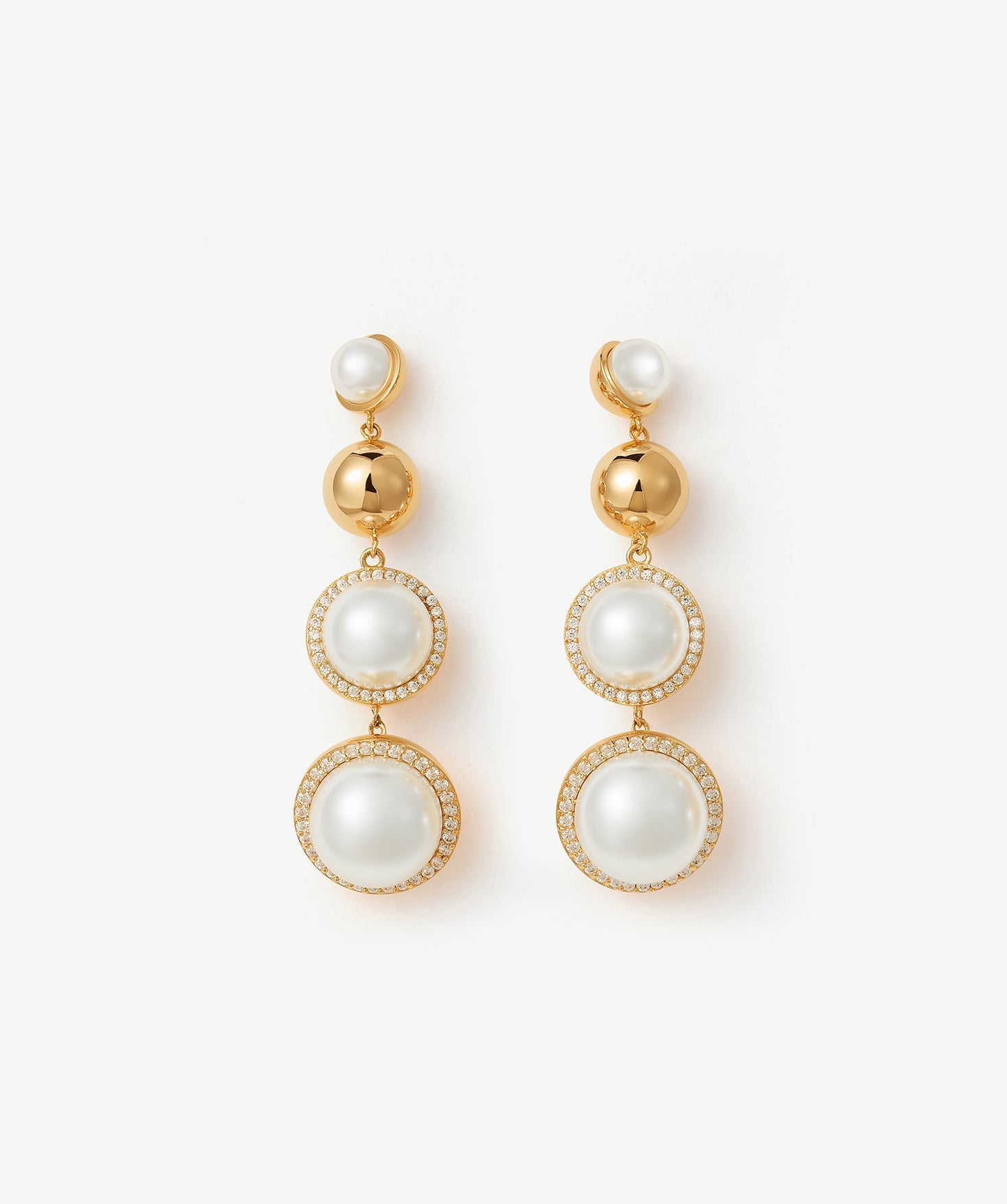 Elegant Pearl Drop Earrings with CZ Accents – Gold Moon Phase Jewelry | MaiaMina
