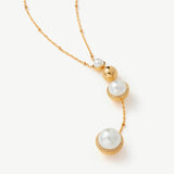Long Gold Pearl Drop Pendant Necklace – Moon Phase Inspired Jewelry | MaiaMina