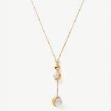 Phase Pearl Pave Moon Pendant Necklace