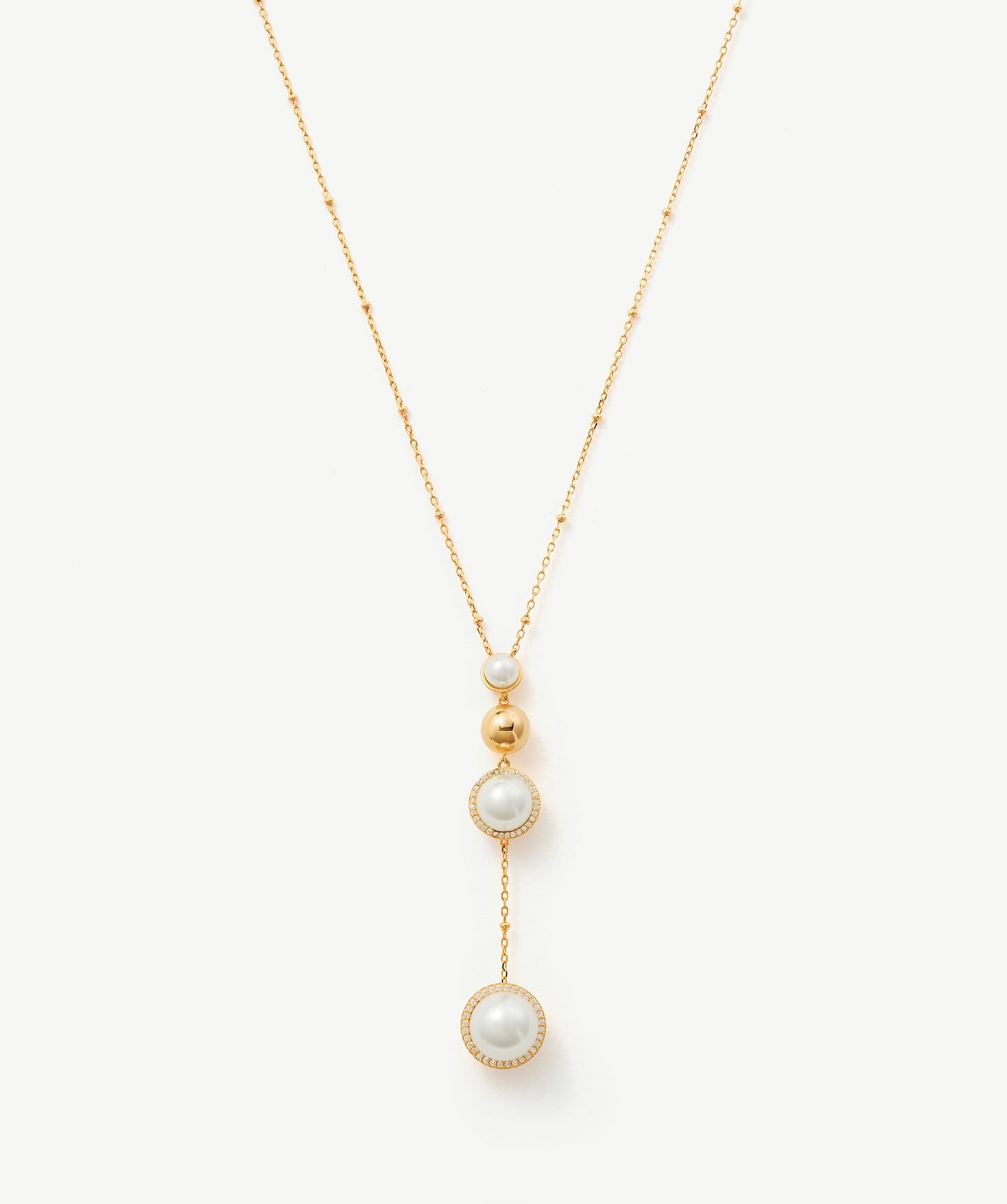 Long Gold Pearl Drop Pendant Necklace – Moon Phase Inspired Jewelry | MaiaMina