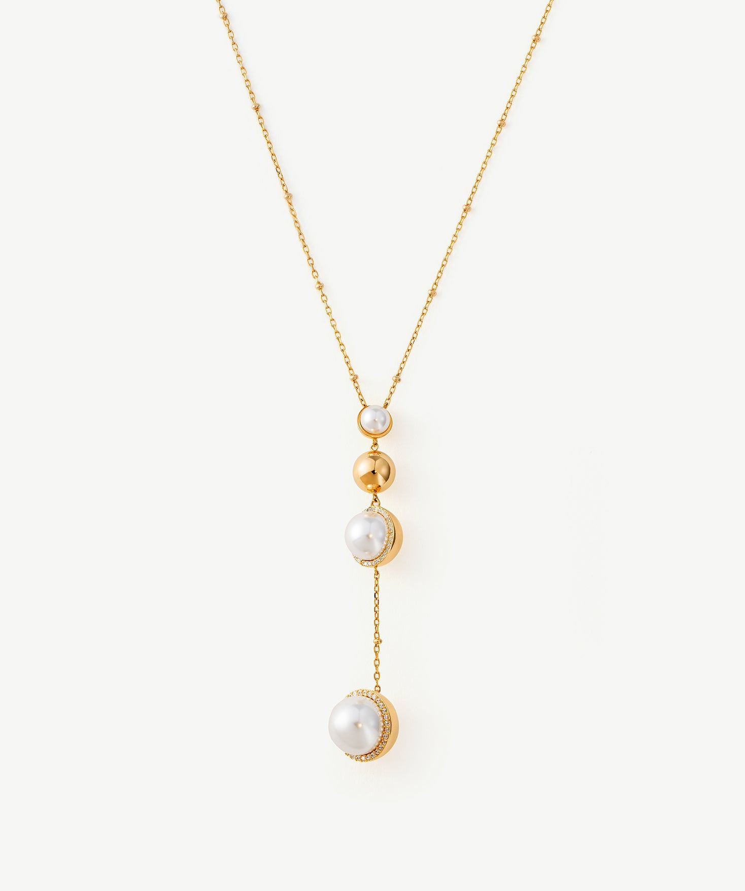 Long Gold Pearl Drop Pendant Necklace – Moon Phase Inspired Jewelry | MaiaMina