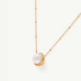 Collier pendentif Phase Perle Pavé Lune