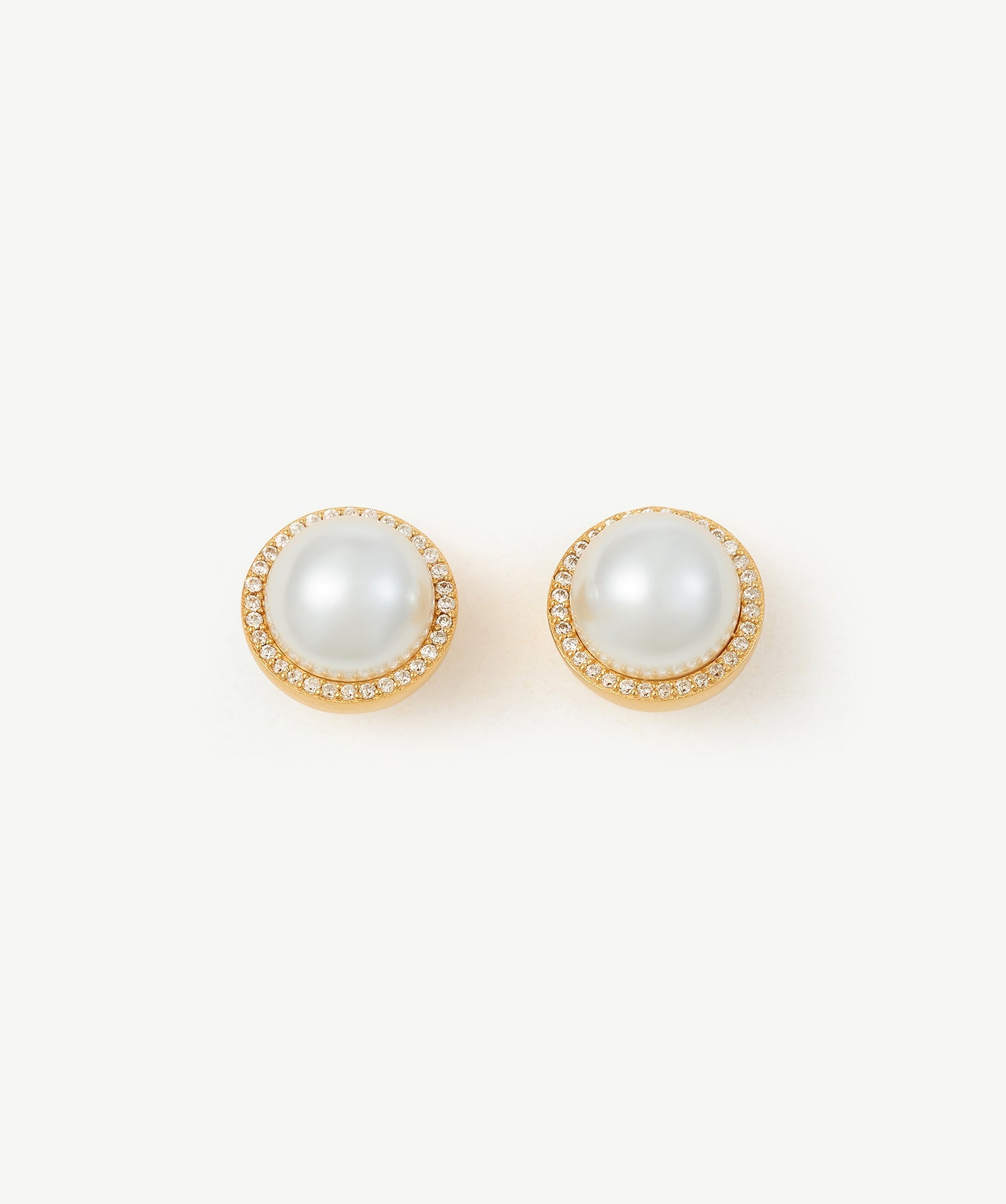 18K Gold Pearl Stud Earrings with Cubic Zirconia for Women – MaiaMina