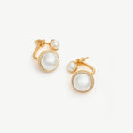 Elegant Pearl Stud Earrings with 18K Gold Vermeil and CZ Halo – MaiaMina