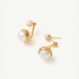 Phase Pearl Pave Moon Stud Earrings
