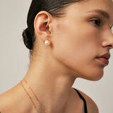 Phase 珍珠鋪鑲月亮釘式耳環