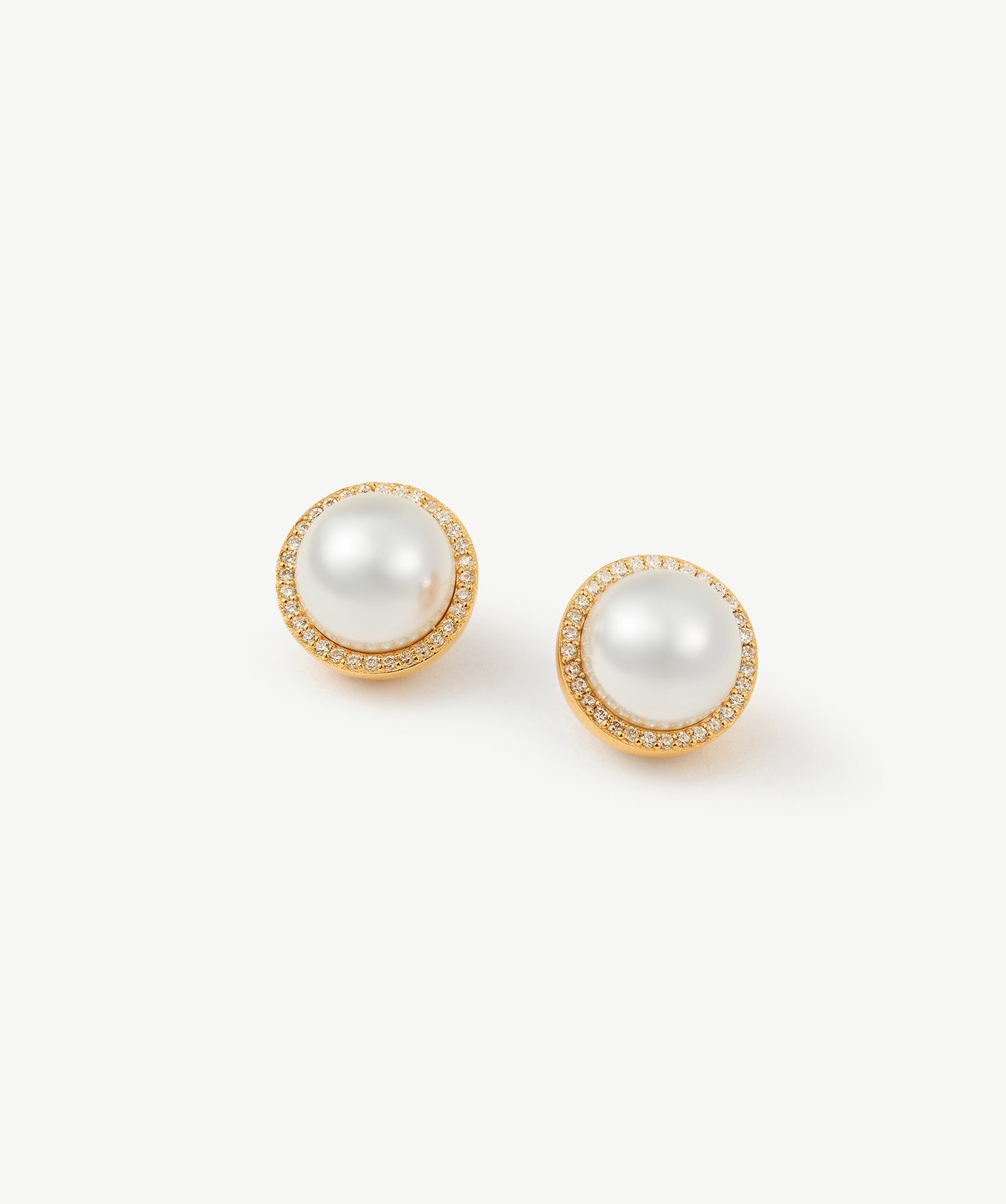18K Gold Pearl Stud Earrings with Cubic Zirconia for Women – MaiaMina