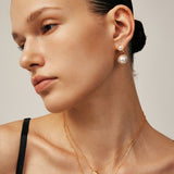 Elegant Pearl Stud Earrings with 18K Gold Vermeil and CZ Halo – MaiaMina