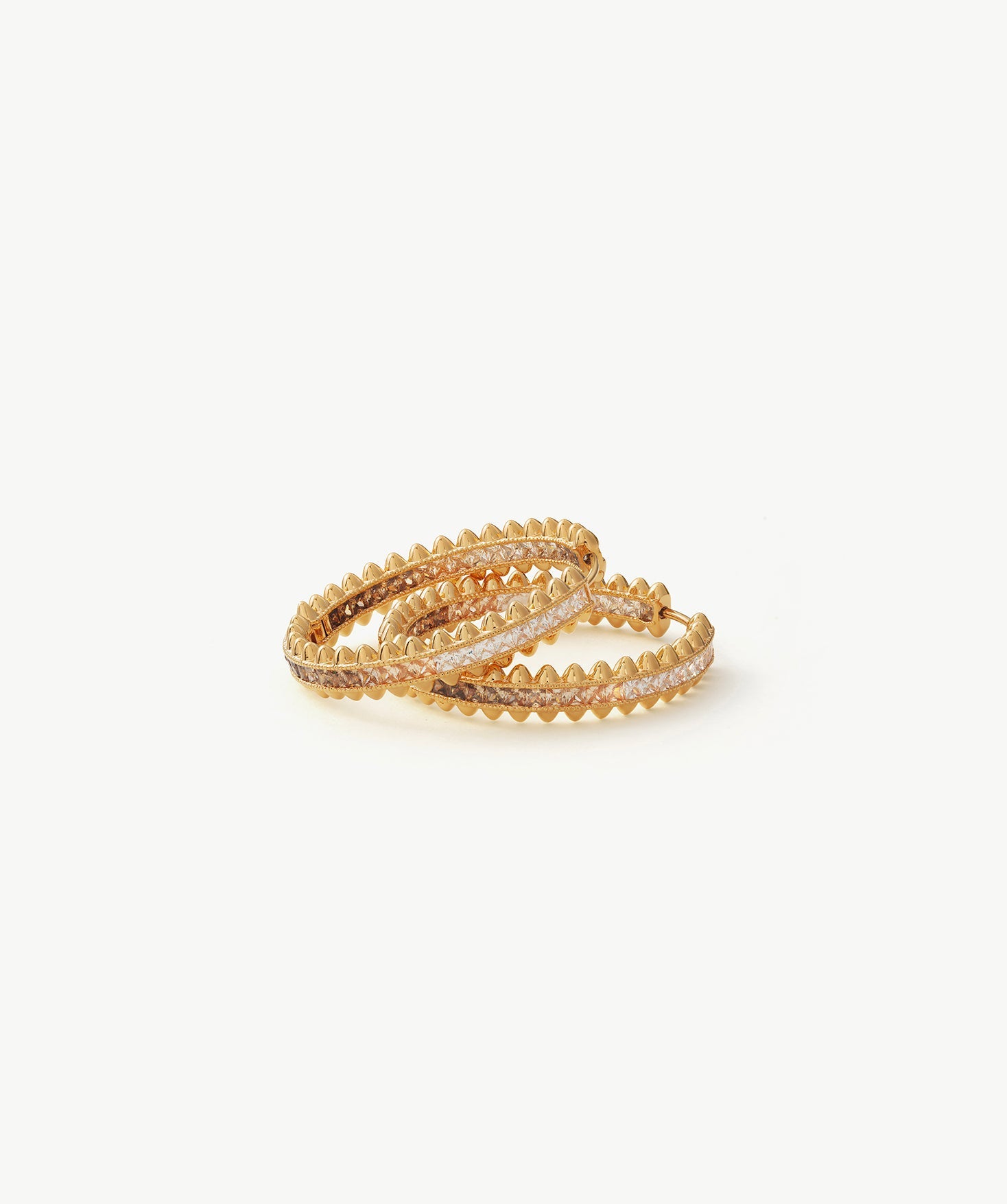 Rock Gemstone Ombre Spike Hoop Earrings | Gold-Plated Statement Hoops – MaiaMina