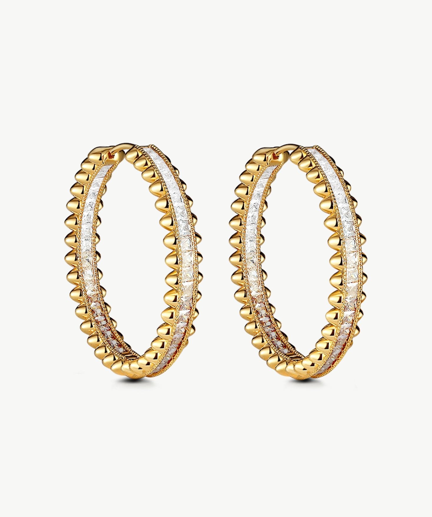 Rock Gemstone Ombre Spike Hoop Earrings | Gold-Plated Statement Hoops – MaiaMina