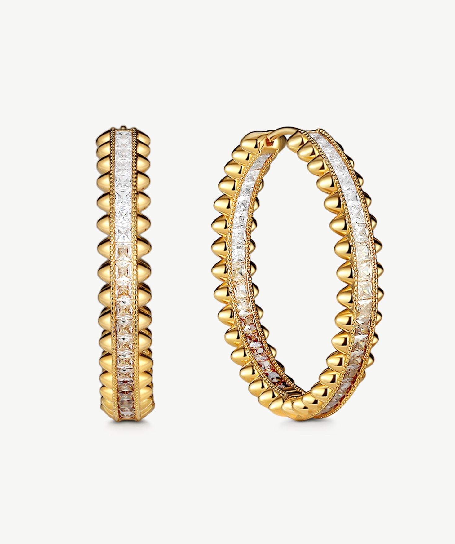 Rock Gemstone Ombre Spike Hoop Earrings | Gold-Plated Statement Hoops – MaiaMina