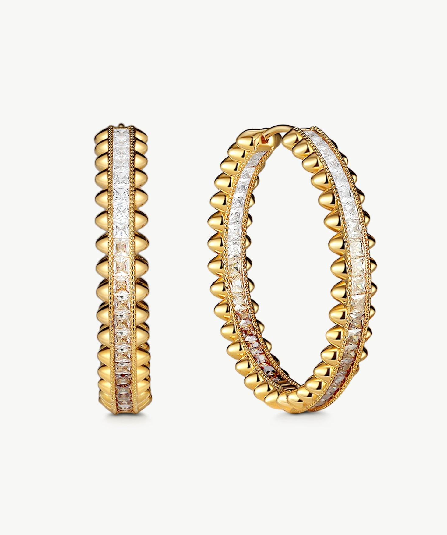 Rock Gemstone Ombre Spike Hoop Earrings | Gold-Plated Statement Hoops – MaiaMina