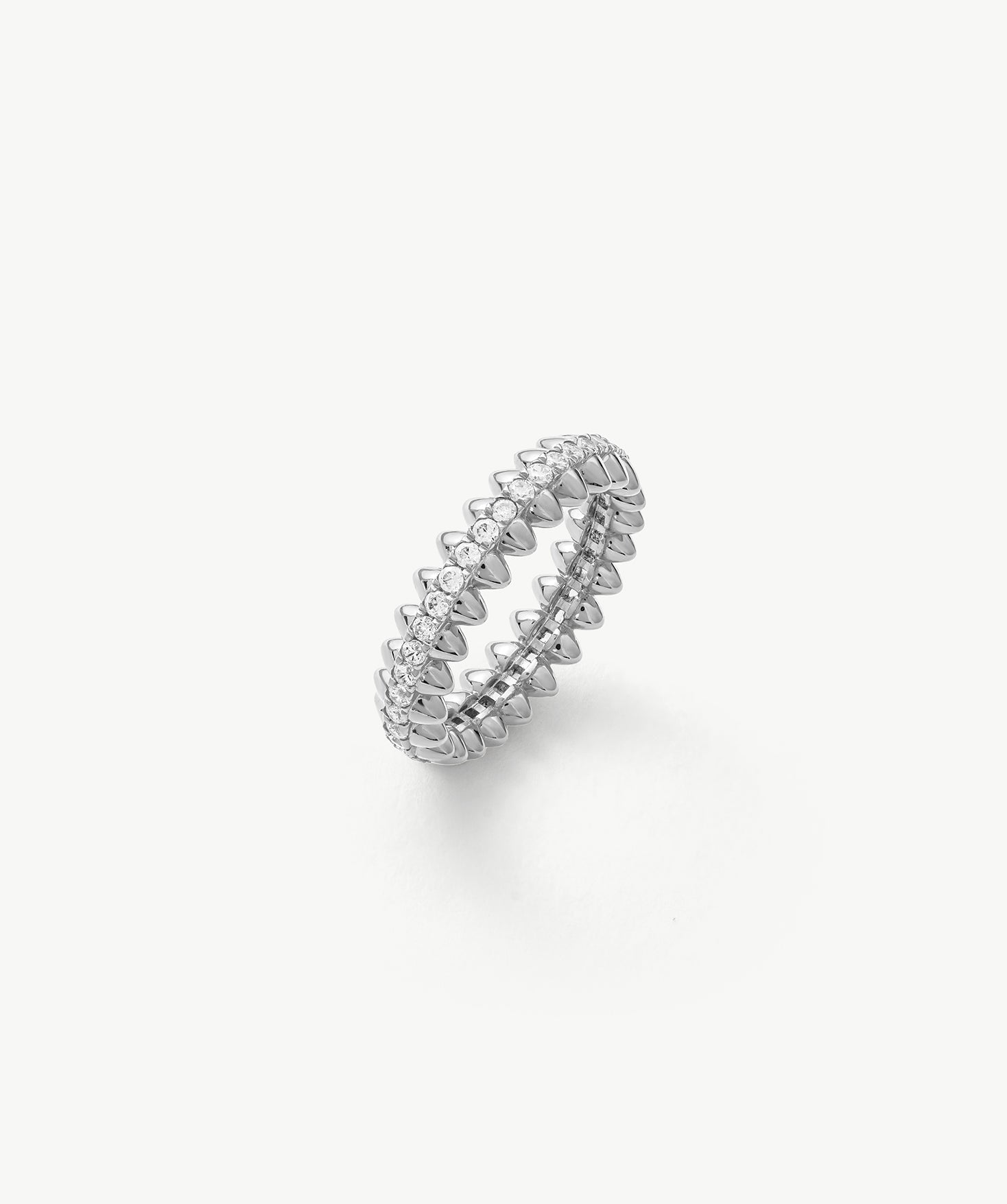 Rock Gemstone Pave Spike Eternity Ring in Silver – Modern Edge Band | MaiaMina