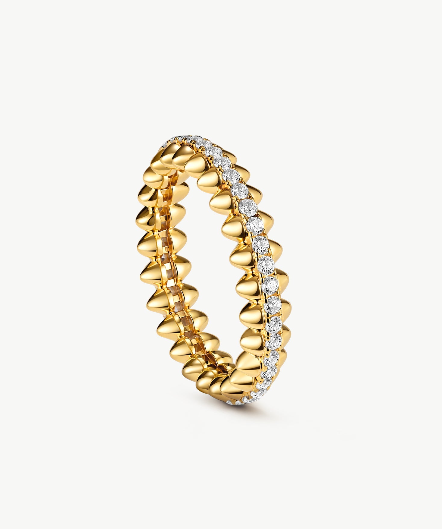 Gold Vermeil Pave Eternity Ring with Spiked Design – MaiaMina