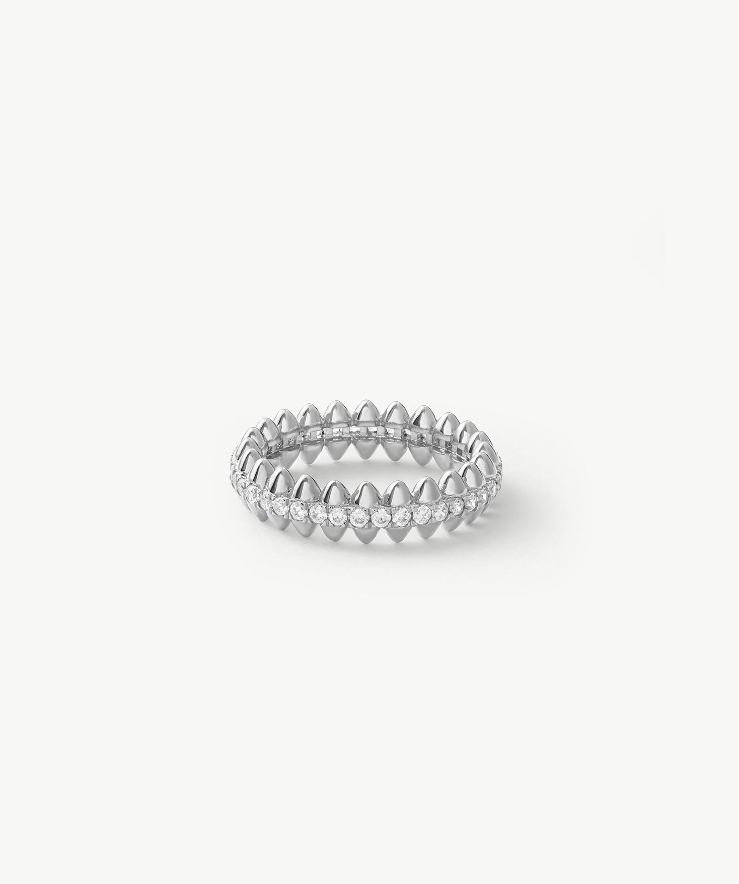 Rock Gemstone Pave Spike Eternity Ring in Silver – Modern Edge Band | MaiaMina