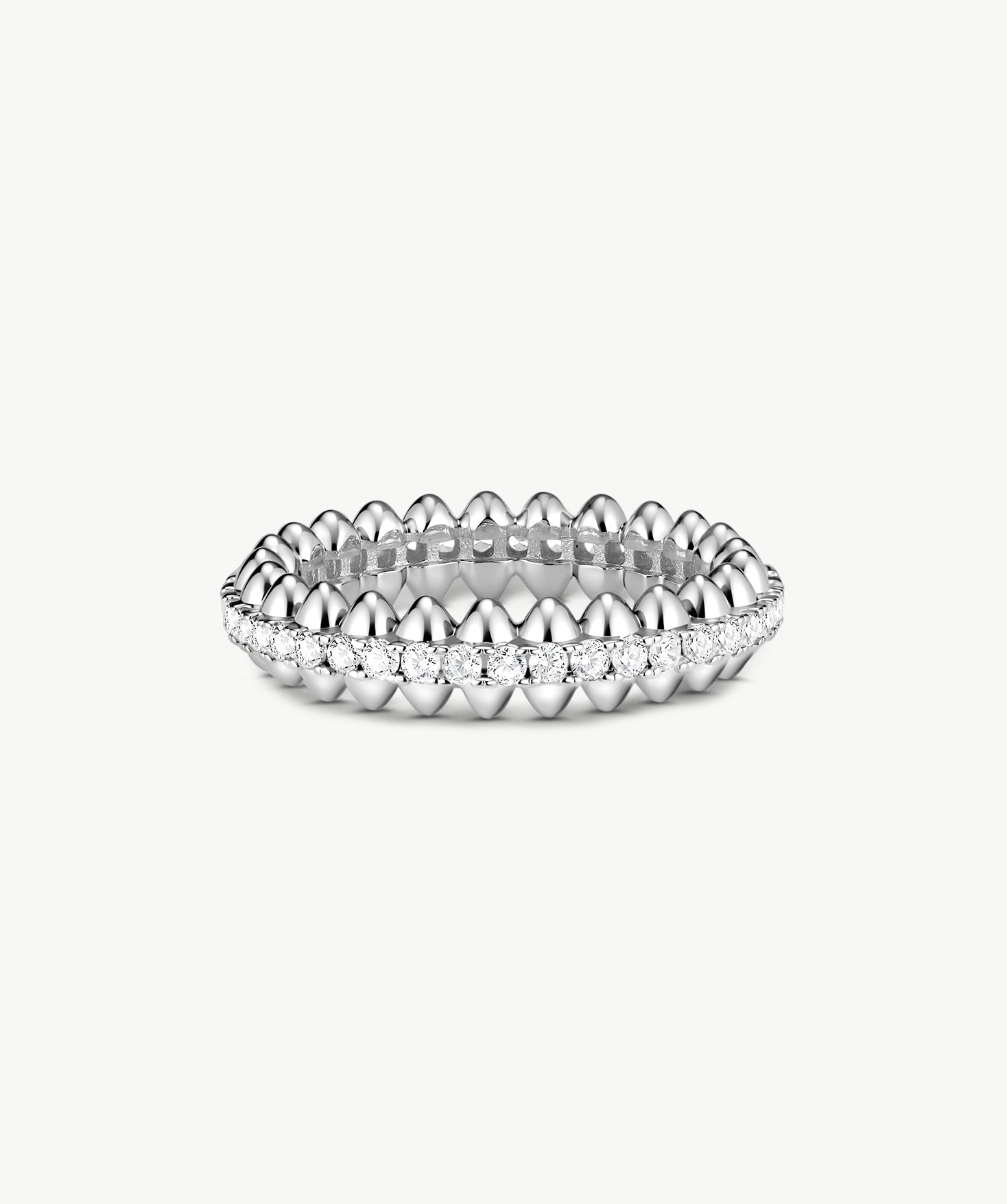 Rock Gemstone Pave Spike Eternity Ring in Silver – Modern Edge Band | MaiaMina