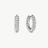 Rock Pave Spike Hoop Earrings in Silver – Edgy Modern Huggies | MaiaMina