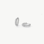 Rock Pave Spike Hoop Earrings in Silver – Edgy Modern Huggies | MaiaMina