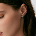 Rock Pave Spike Hoop Earrings in Silver – Edgy Modern Huggies | MaiaMina