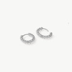 Rock Pave Spike Hoop Earrings in Silver – Edgy Modern Huggies | MaiaMina