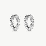 Rock Pave Spike Hoop Earrings in Silver – Edgy Modern Huggies | MaiaMina