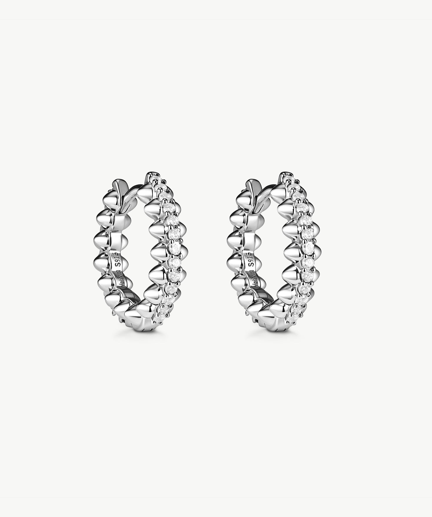 Rock Pave Spike Hoop Earrings in Silver – Edgy Modern Huggies | MaiaMina