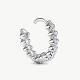 Rock Pave Spike Hoop Earrings in Silver – Edgy Modern Huggies | MaiaMina
